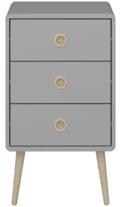 Steens Softline gråt sengebord med tre skuffer