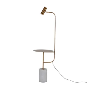 Venture Design Vega rundt natbord med fod i marmor og messinglampe