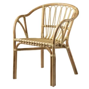 Living & more Cardif spisebordsstol i naturlig rattan med armlæn