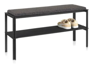 Nomess Copenhagen Valley Shoe Bench sort entrebænk med skohylde og hynde