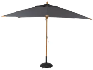 Firkantet parasol med stok i eukalyptustræ og klassisk snoretræk