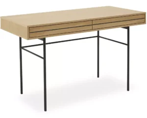 Doppler skrivebord med top i egefiner og slanke metalben