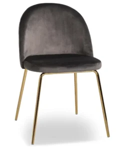 Spisebordsstol med mørkegråt velour og ben i messing