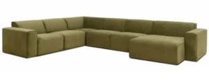 Stor grøn hjørnesofa med chaiselong