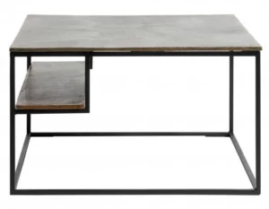 Muubs Hitch Square kvadratisk sofabord med top i antikt messinglook og sorte metalben