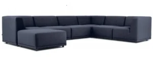 Modulbaseret hjørnesofa med lav ryg og chaiselong