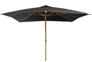 Firkantet Paris parasol med stok i bøgetræ og sort dug