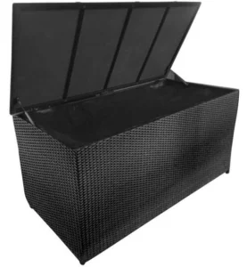 Stor sort polyrattan hyndeboks
