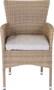 Vence beige polyrattan havestol med hvid hynde